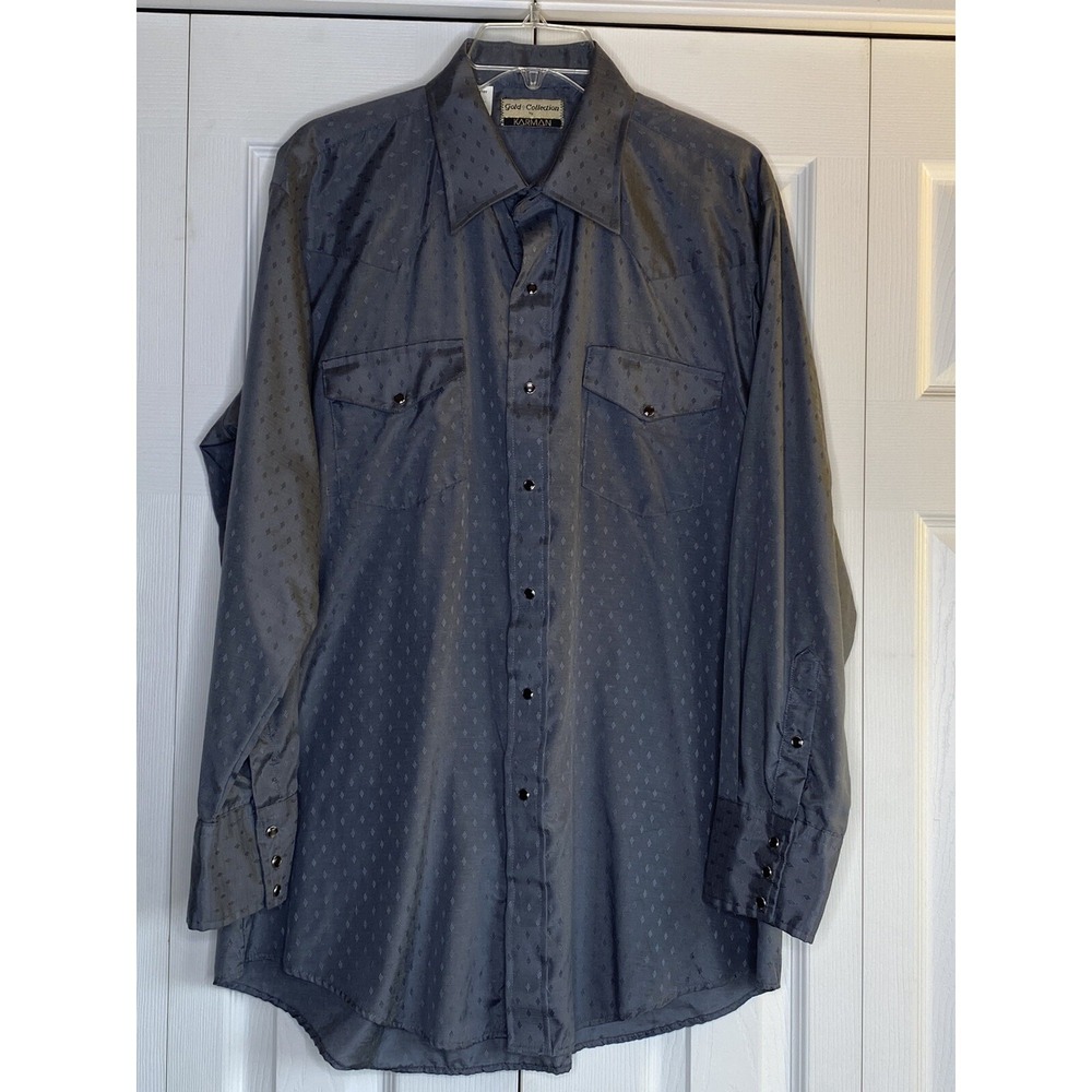 Western Vintage Gold Collection by Karman Button-up Shirt Men's Pearl Snap Sz XL
